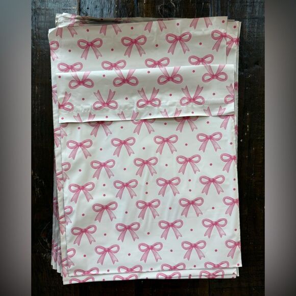 (25ct) Polymailer 10x13 pink bow - Picture 2 of 2